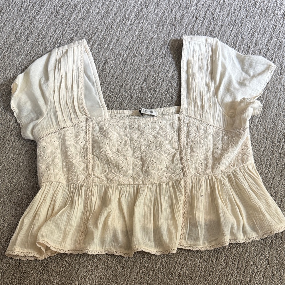 AEO Cream Lace Blouse
